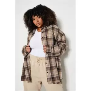 I Saw It First Plus Size Oversized Check Shirt - Brown