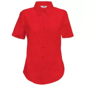 Fruit Of The Loom Ladies Lady-Fit Short Sleeve Poplin Shirt (2XL) (Red)