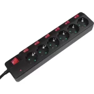 LogiLink LPS233 Surge protection power strip 6x Black PG connector