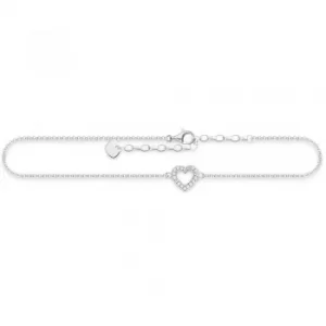 THOMAS SABO Sterling Silver Open Cubic Zirconia Heart Anklet...