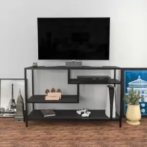 Decorotika - Robins 120 Cm Wide industrial tv Stand, tv Console, tv Unit With Open Shelves Metal For Living Room, Hallway - Black And Grey Colour