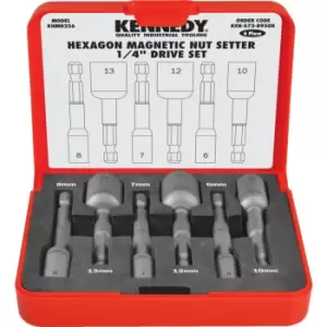 6PC Hexagon Magnetic Nut Setter 1/4" Drive Set