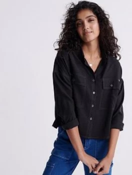 Superdry Desert Oversized Shirt - Black, Size 14, Women