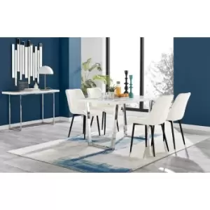 Kylo White High Gloss Dining Table & 4 Cream Pesaro Black Leg Chairs