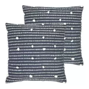 Furn. Arlo Twin Pack Polyester Filled Cushions Charcoal/Natural