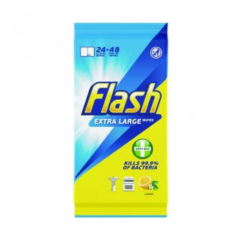 Flash Anti-Bacterial Wipes XL Lemon 24 sheets Pack of 8 C002500