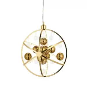 Muni Single Pendant Ceiling Lamp, Gold Effect Plate With, Gold Glass