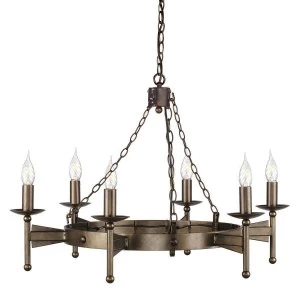 6 Light Chandelier Old Bronze Finish, E14