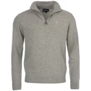 Barbour Mens Essential Lambswool Half Zip Sweater Light Grey Marl Large