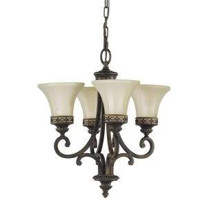 Multi Arm Chandelier 4 Light Walnut Finish, E27