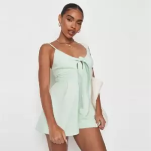 Missguided Petite Cami Button Playsuit - Green