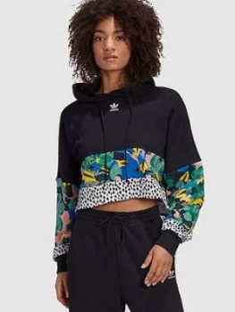 adidas Originals HER Studio Cropped Hoodie - Black, Size 16, Women