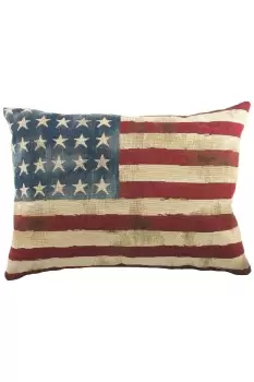 Stars And Stripes American Flag Embroidered Tapestry Cushion