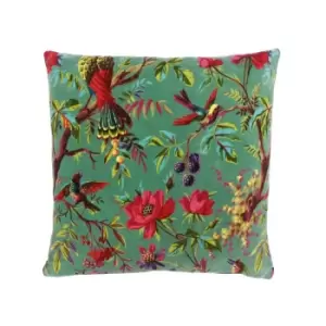 Paradise Faux Velvet Cushion Cover, Aqua, 50 x 50 Cm - Riva Paoletti