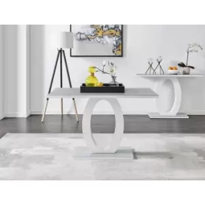 Furniturebox UK - Furniturebox Giovani Rectangular 4 Seat White High Gloss Dining Table with Grey Glass Top and Unique Halo Structural Plinth Base