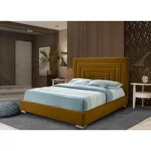 Envisage Trade - Lisso Upholstered Beds - Plush Velvet, King Size Frame, Mustard - Mustard