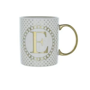 Mug Initial E Patterned Gold