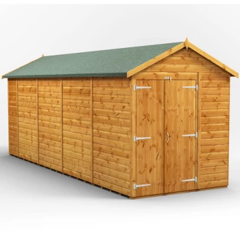 18x6 Power Windowless Apex Double Door Garden Shed - Brown