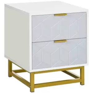 HOMCOM Bedside Table, Sofa Side Table With 2 Drawers Living Room - Bedroom