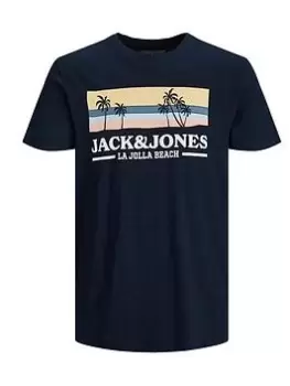 Jack & Jones Junior Boys Malibu Branding Tshirt - Navy, Size 10 Years