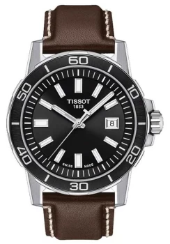 Tissot Supersport Black Dial Brown Leather Strap Watch