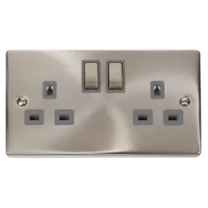 Click Scolmore Deco Ingot 2 Gang 13A 2 Pole Switched Socket - VPSC536GY