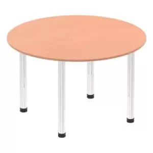 Impulse 1000mm Round Table Beech Top Chrome Post Leg