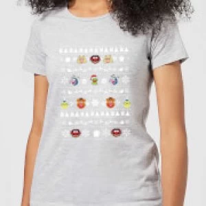 Muppets Pattern Womens Christmas T-Shirt - Grey - M