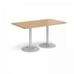 Genoa rectangular dining table with silver trumpet base 1400mm x 800mm