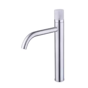 Tall Chrome Mono Basin Mixer Tap with Marble Handle - Lorano