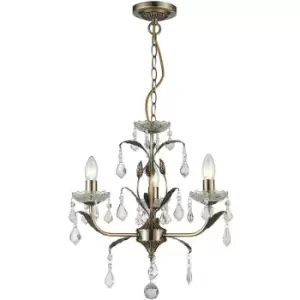 Impex Evon 3 Light Antique Brass Multi Arm Chandelier