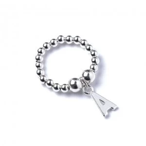 Initial A Charm with Sterling Silver Ball Bead Ring