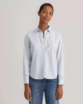 GANT Women Regular Fit Striped Broadcloth Shirt (42) Blue