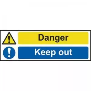 Danger Keep Out&rsquo; Sign; Self-Adhesive Vinyl 300mm x 100mm