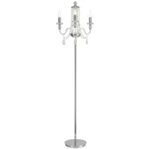 Luminosa Floor Lamp, 3 Light E14, Polished Chrome, Clear Glass, Crystal, (ITEM REQUIRES CONSTRUCTION, CONNECTION)