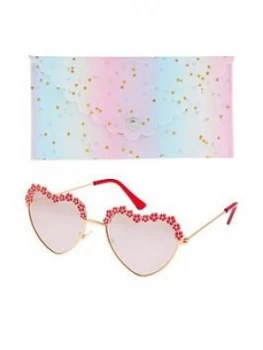 Monsoon Girls Heart Flower Sunglasses With Case - Pink