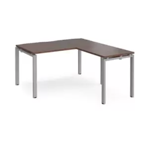 Bench Desk Add On Return Desk 1400mm Walnut Tops With Silver Frames Adapt