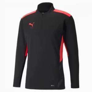 PUMA Individualcup Training Quarter-Zip Mens Football Top Shirt, Black/Sunblaze, size Small, Clothing