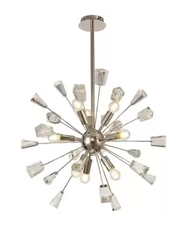 Sputnik Ceiling Pendant, 9 Light E14, Polished Nickel, Crystal