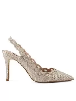 Dune London Dollys Plait Detail Mesh Court Shoe - Gold, Size 5, Women