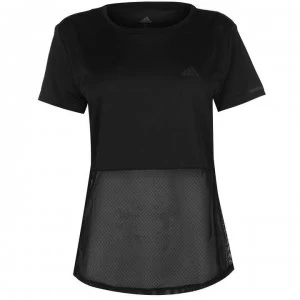 adidas Mesh Layer T Shirt Ladies - Black
