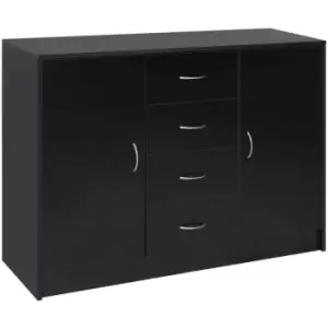 2 Door 4 Drawer Cabinet Storage Unit Cupboard Chest Organizer - Black - Homcom