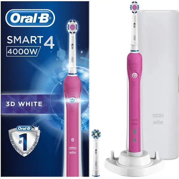 Oral B Smart 4 4000W 3D White Electric Toothbrush with Bonus Travel Case