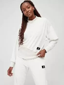 adidas Holidayz Velvet Pants - Off-White, Off White, Size XS, Women