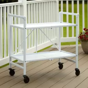 Intellifit Folding Serving Cart with 2 Shelves White, white