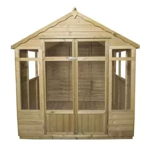 Forest Garden 7X7 Apex Overlap Summer House - Assembly Service Included Natural Timber