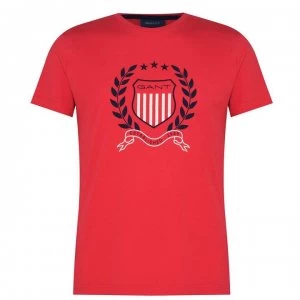 Gant Short Sleeve Crest T Shirt - Red 620