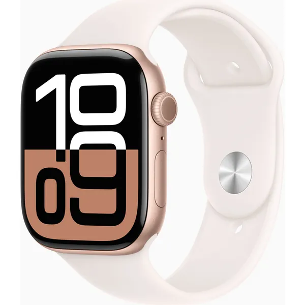 Apple Watch Series 10, 46mm, Rose Gold Titanium Case, GPS + Cellular [2024] - Light Blush Sport Band - S/M