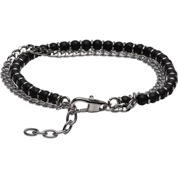 Unique & Co. Stainless Steel Bracelet and Matte Black Onyx Beads with Extension