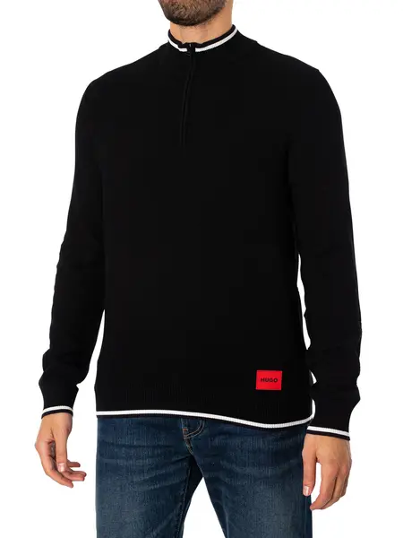 HUGO Saikk 1/4 Zip Knit Black M